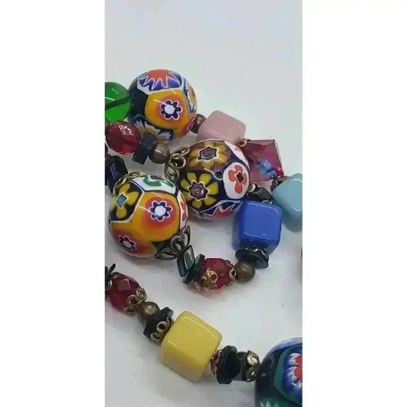 Vintage Murano Italy Millefiori Glass Bead Art Glass Necklace Venetian Restrung - Picture 4 of 9